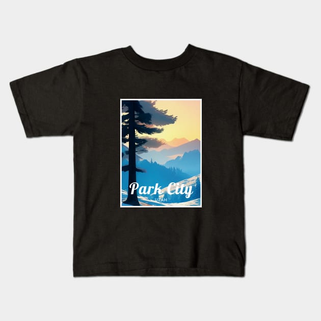 Park City Utah United States ski Kids T-Shirt by UbunTo